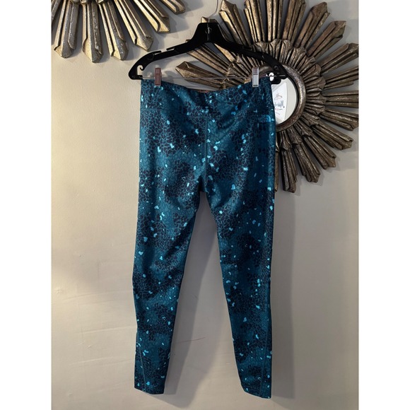 The North Face Teal Leopard Print Athletic Leggings Womens Size Medium - Picture 3 of 6